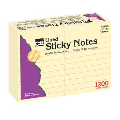 Sticky Notes, 4" x 6" Lined, 12 Pads - A1 School Supplies