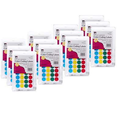 Self-Adhesive Color-Coding Labels, Assorted Colors, 1000 Per Pack, 12 Packs - A1 School Supplies