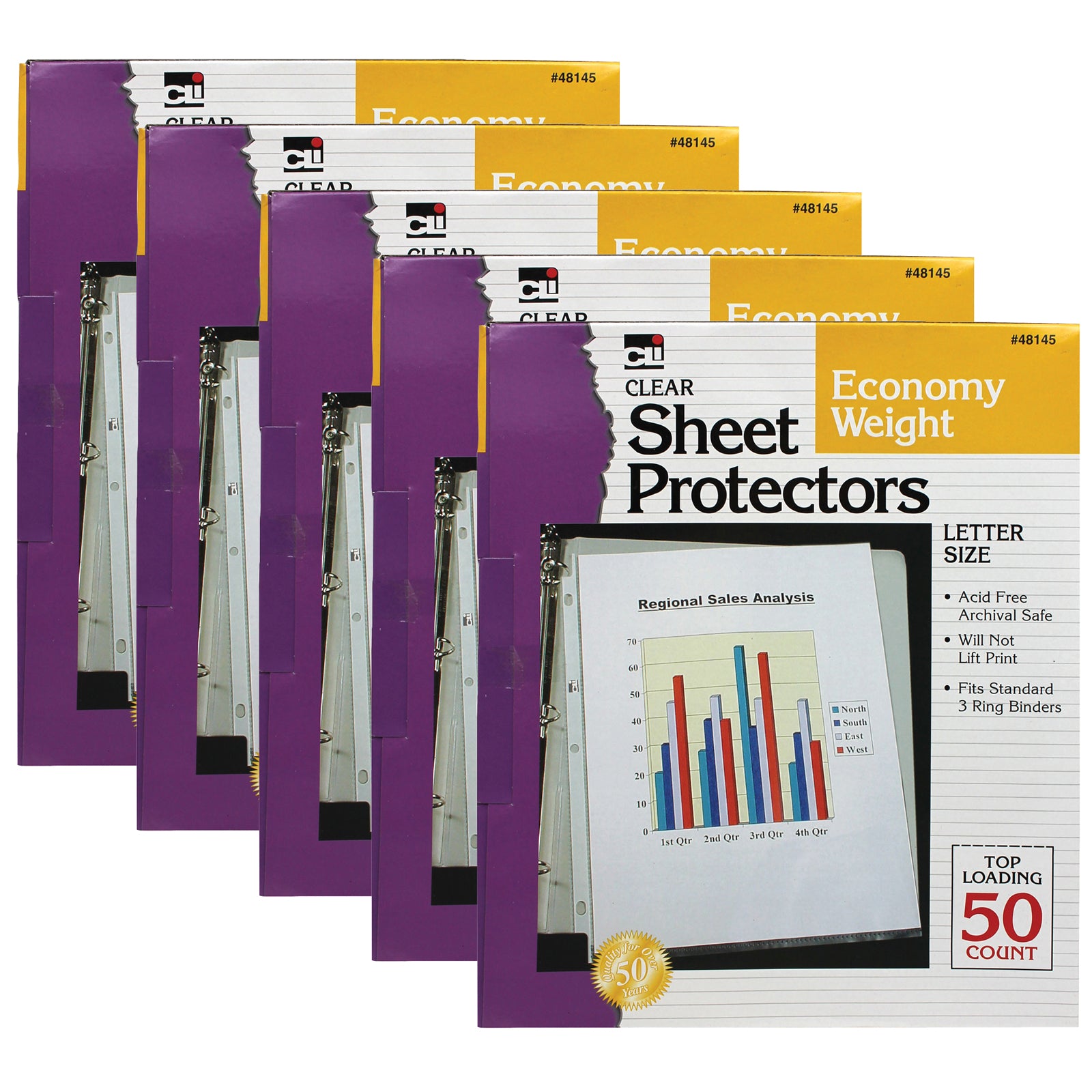 Sheet Protectors, Economy Weight, Letter Size, Clear, 50 Per Box, 5 Boxes - A1 School Supplies