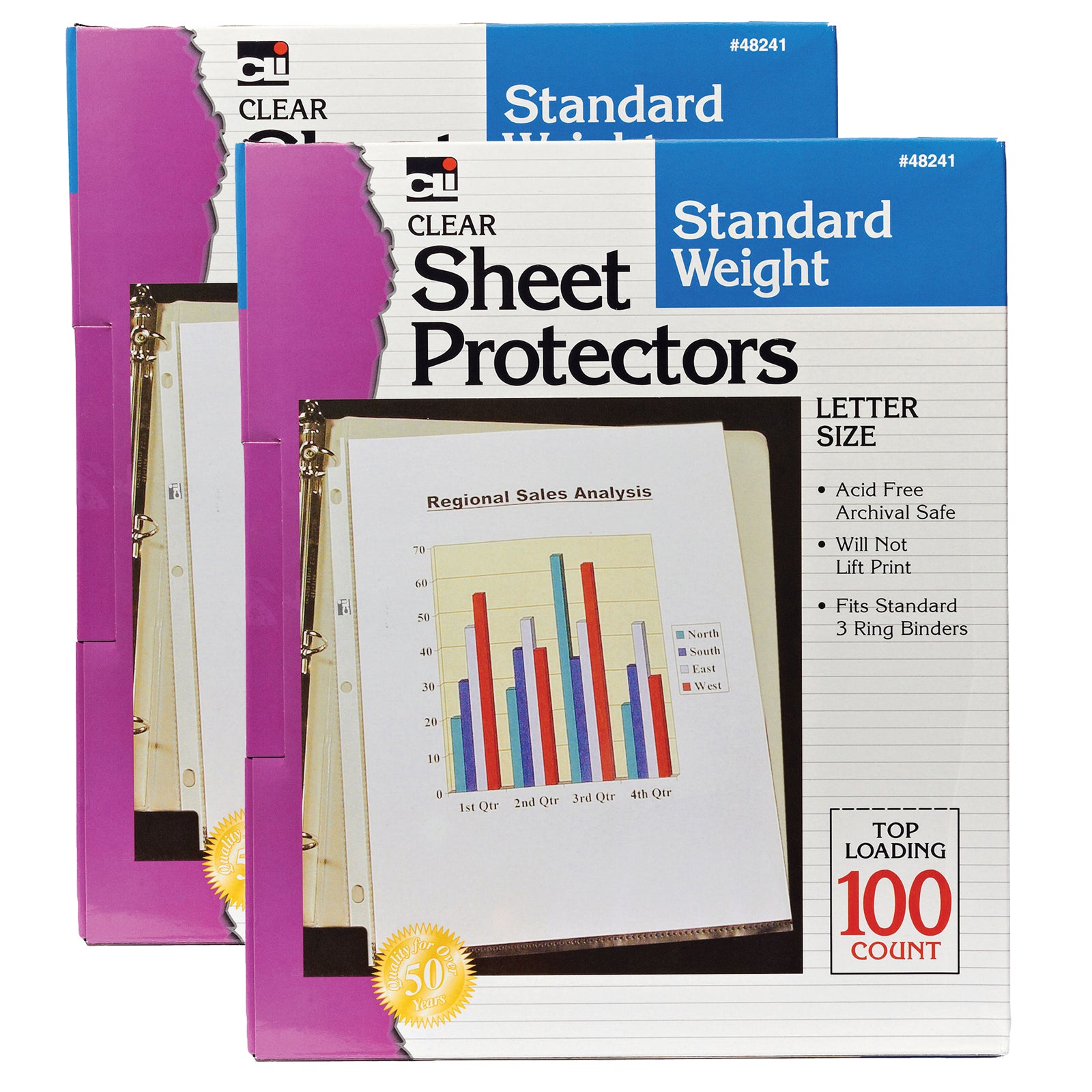 Sheet Protectors, Clear, Standard Weight, Letter Size, 100 Per Box, 2 Boxes - A1 School Supplies