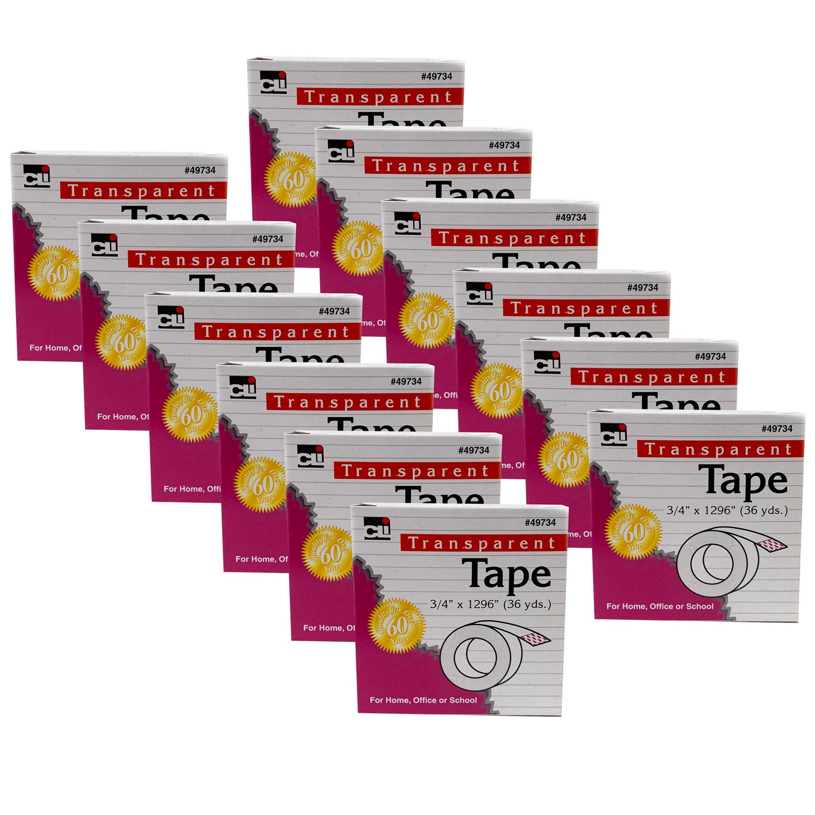 Tape - Transparent - 3/4" Wide x 1296" - 1" Core - 12 Rolls - A1 School Supplies