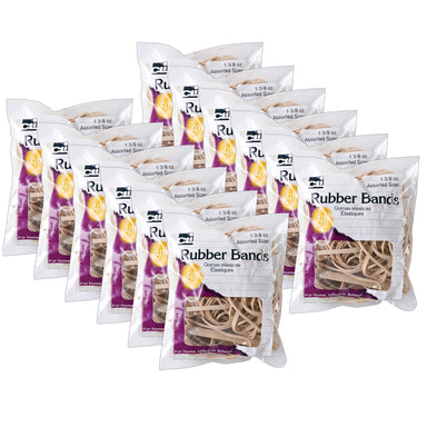 Rubber Bands, Natural Color, 1-3/8oz Bag, 12 Bags - A1 School Supplies