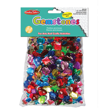 Creative Arts™ Gemstones Assorted Styles and Colors, 1 Pound Bag - A1 School Supplies