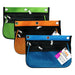 3 Pocket Pencil Pouch, Expanding to 2.25", 10.25"W x 7.25"H x 2.5"D - Assorted Colors, Pack of 3 - A1 School Supplies
