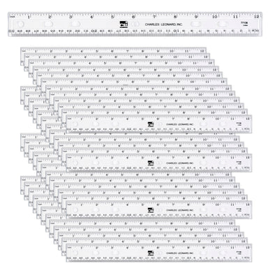 Plastic Ruler, 12", Translucent, Clear, Pack of 48 - A1 School Supplies