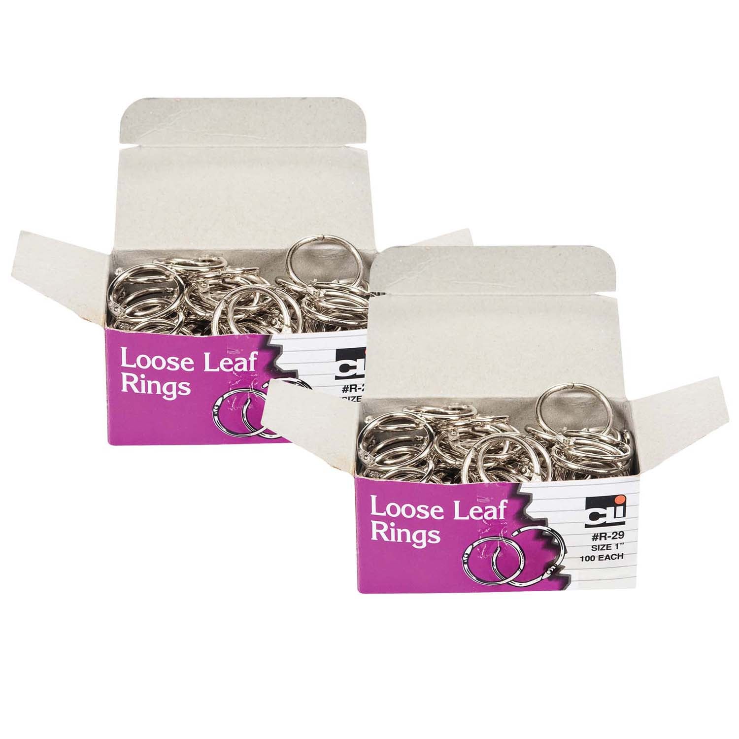 Loose Leaf Book Rings, 1" Diameter, 100 Per Box, 2 Boxes - A1 School Supplies