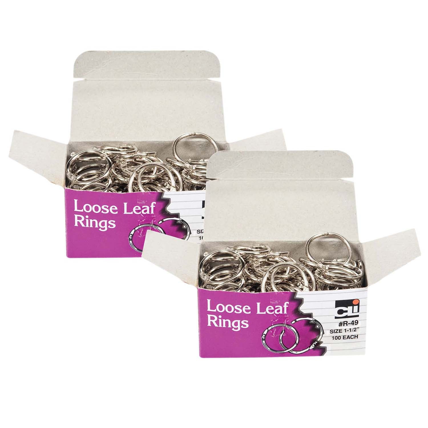 Loose Leaf Book Rings, 1-1/2" Diameter, 100 Per Box, 2 Boxes - A1 School Supplies