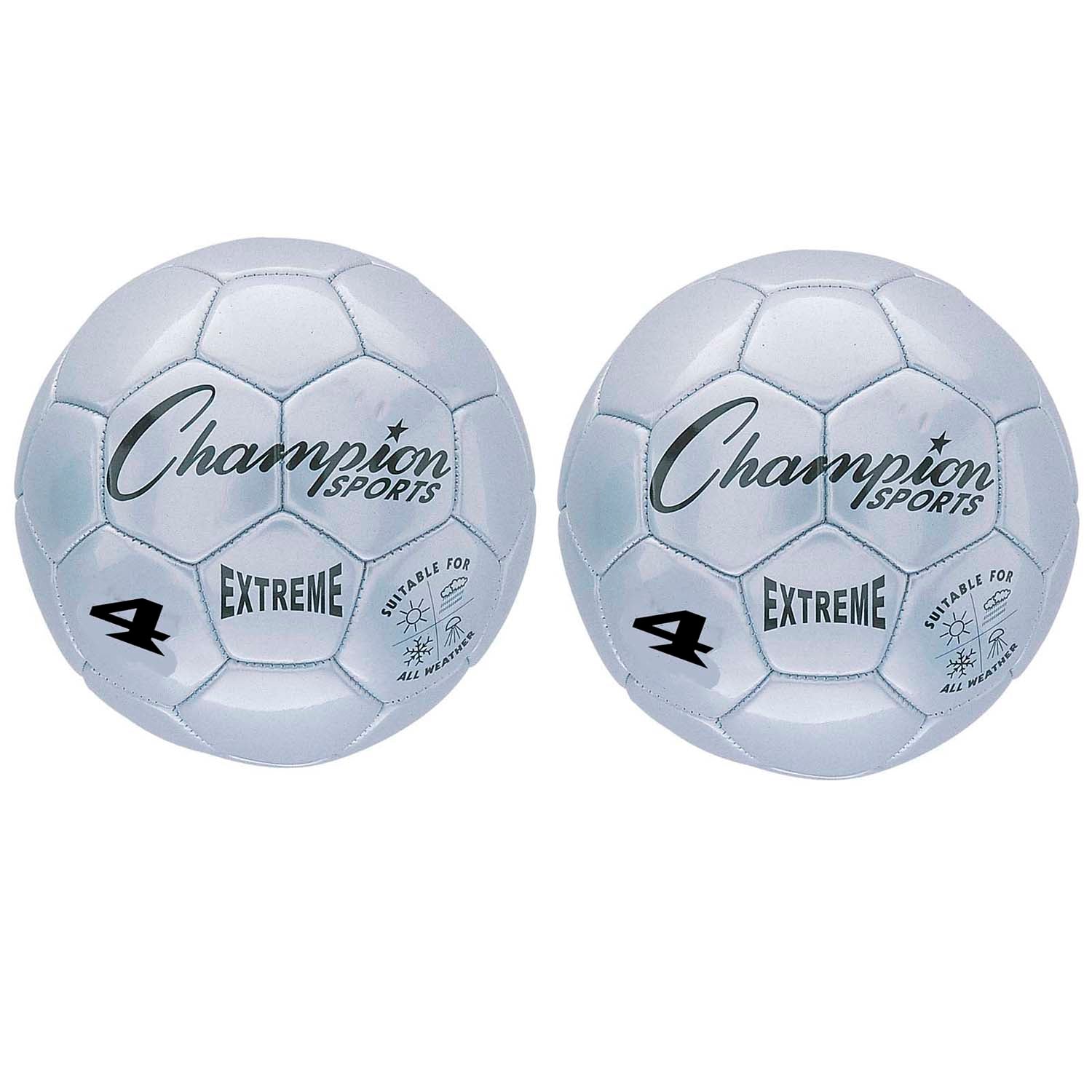 Extreme Soccer Ball, Size 4, Silver, Pack of 2 - A1 School Supplies