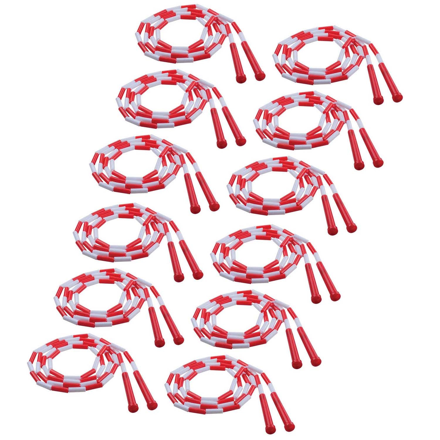 Plastic Segmented Jump Rope 7', Red & White, Pack of 12 - A1 School Supplies