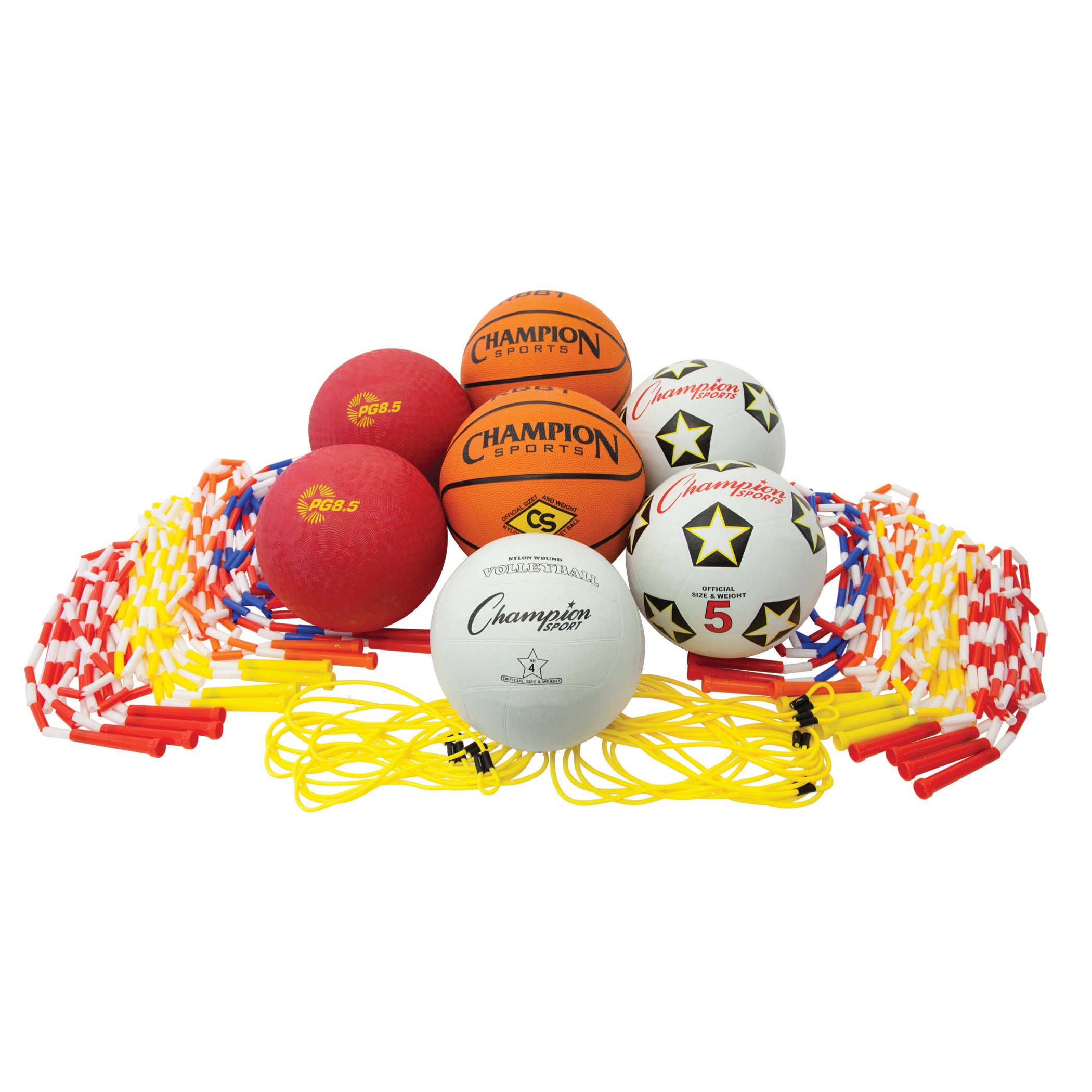 Physical Education Kit with 7 Balls & 14 Jump Ropes, Assorted Colors - A1 School Supplies