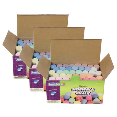 Sidewalk Chalk, Assorted Colors, 4", 37 Pieces Per Pack, 3 Packs - A1 School Supplies