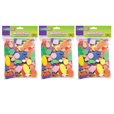 WonderFoam® Peel & Stick Shapes, Assorted Shapes, Colors & Sizes, 720 Pieces Per Pack, 3 Packs - A1 School Supplies