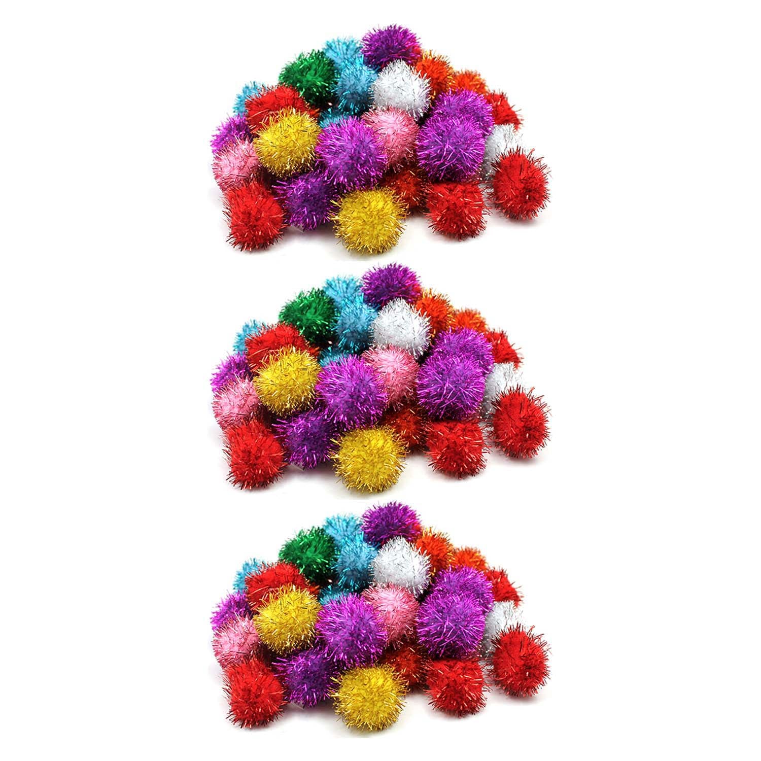 Glitter Pom Pons, Assorted Colors, 1", 40 Pieces Per Pack, 3 Pack - A1 School Supplies