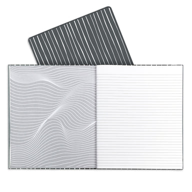 Professional Hardbound Notebook, 96 Page, College Ruled, 8-1/2" x 10-7/8", Charcoal & White Stripes, Pack of 2 - A1 School Supplies