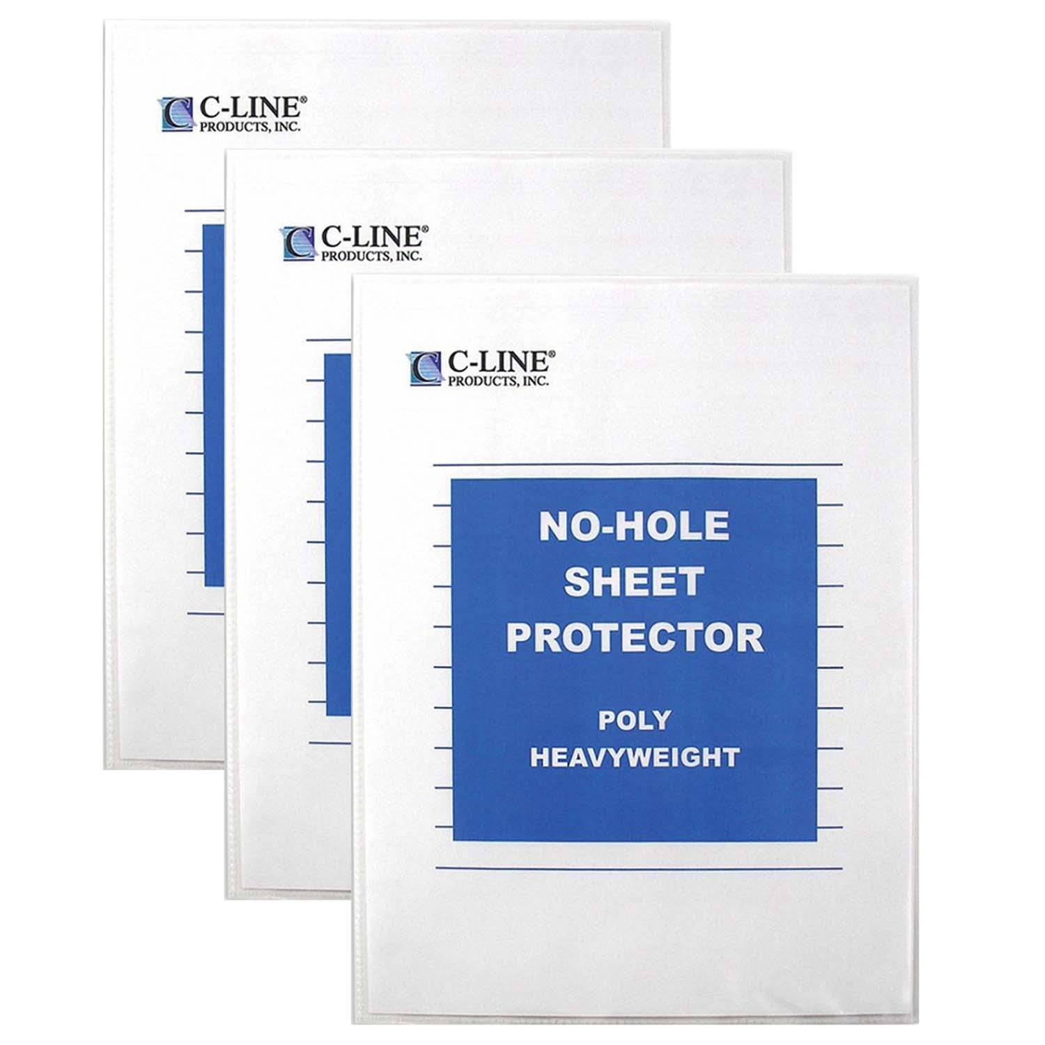 No-Hole Heavyweight Poly Sheet Protectors, Clear, Top Loading, 11" x 8-1/2", 25 Per Box, 3 Boxes - A1 School Supplies