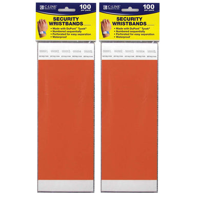 DuPont™ Tyvek® Security Wristbands, Orange, 100 Per Pack, 2 Packs - A1 School Supplies