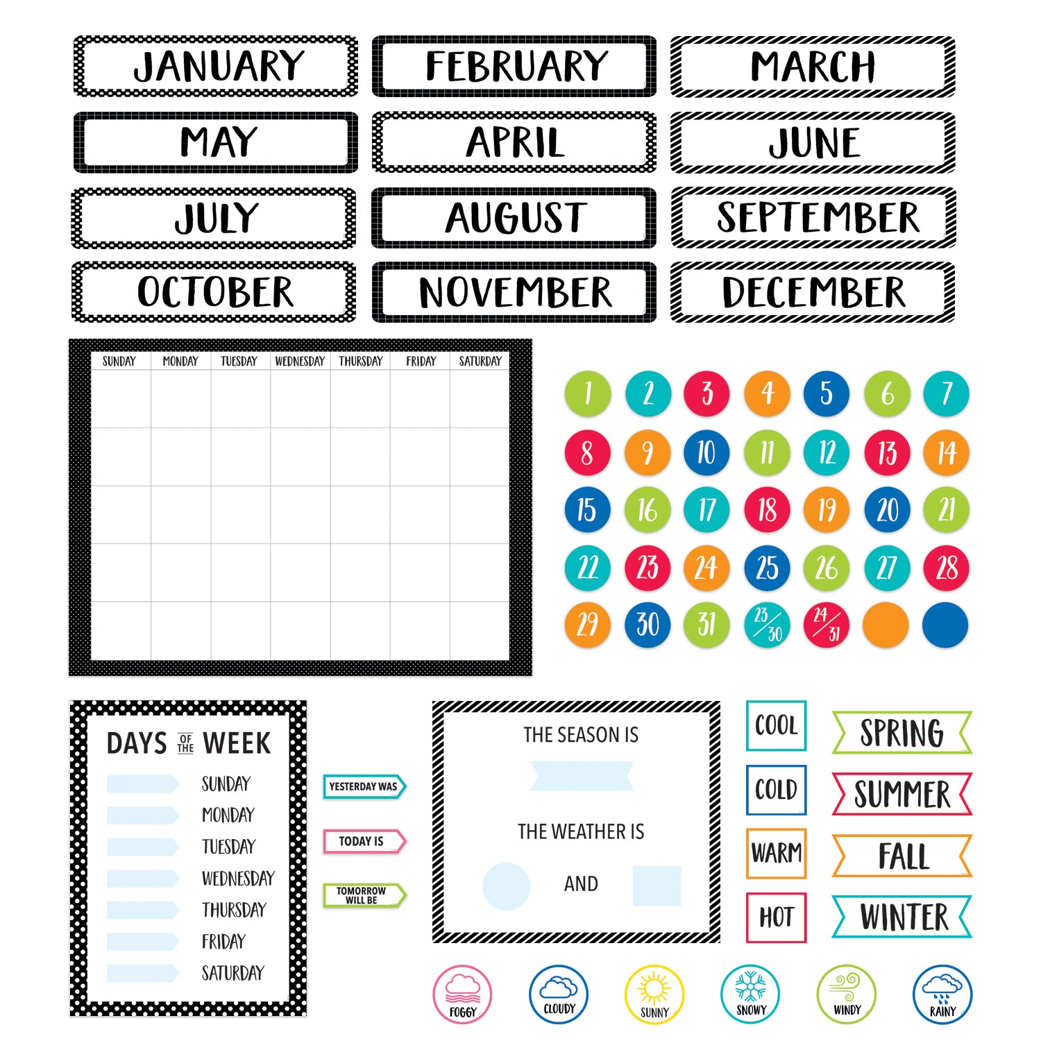 Core Decor Bulletin Board Calendar Set