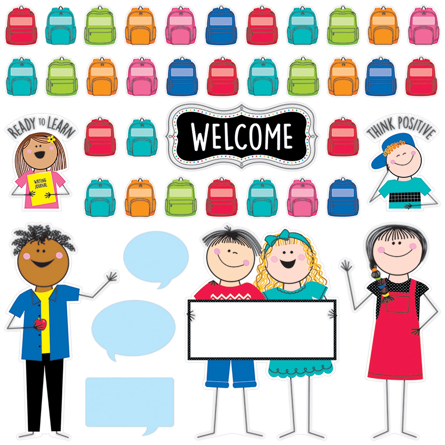 Stick Kids All Are Welcome Bulletin Board Set - A1 School Supplies