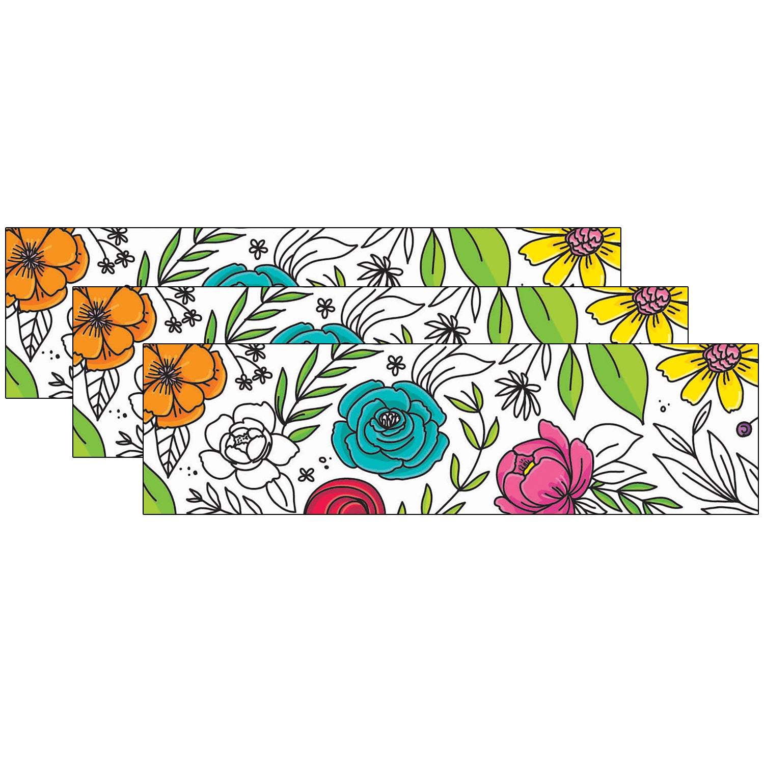 Bright Blooms Doodly Blooms EZ Border™, 48 Feet Per Pack, 3 Packs - A1 School Supplies