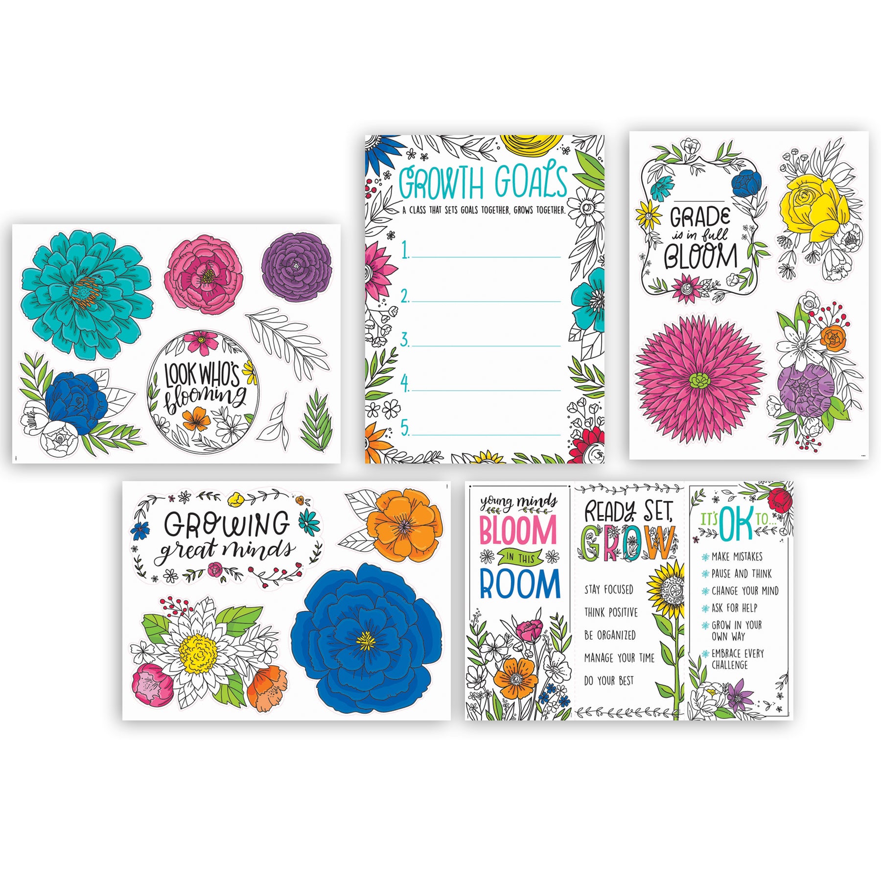 Bright Blooms Blooming Minds Bulletin Board Set - A1 School Supplies