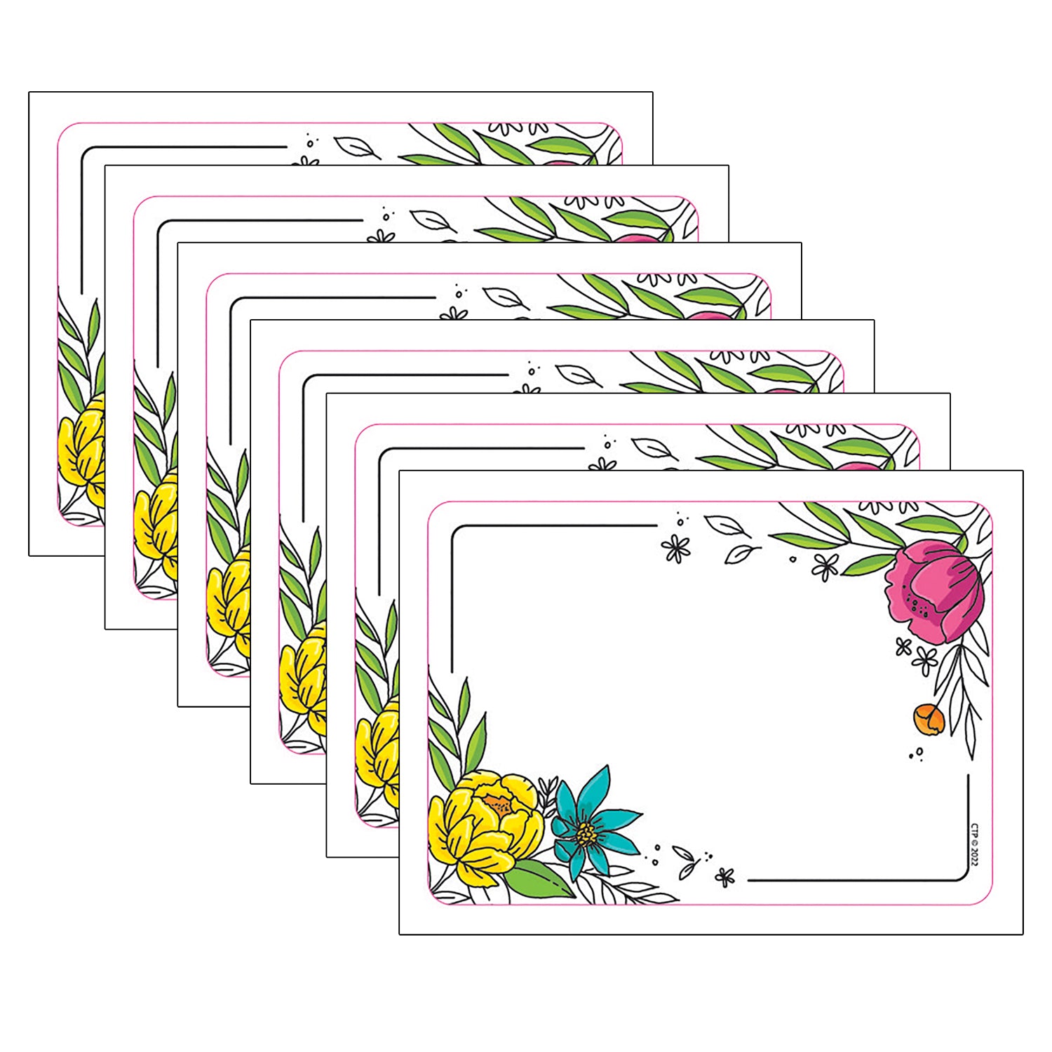 Bright Blooms Doodly Blooms Labels, 36 Per Pack, 6 Packs - A1 School Supplies