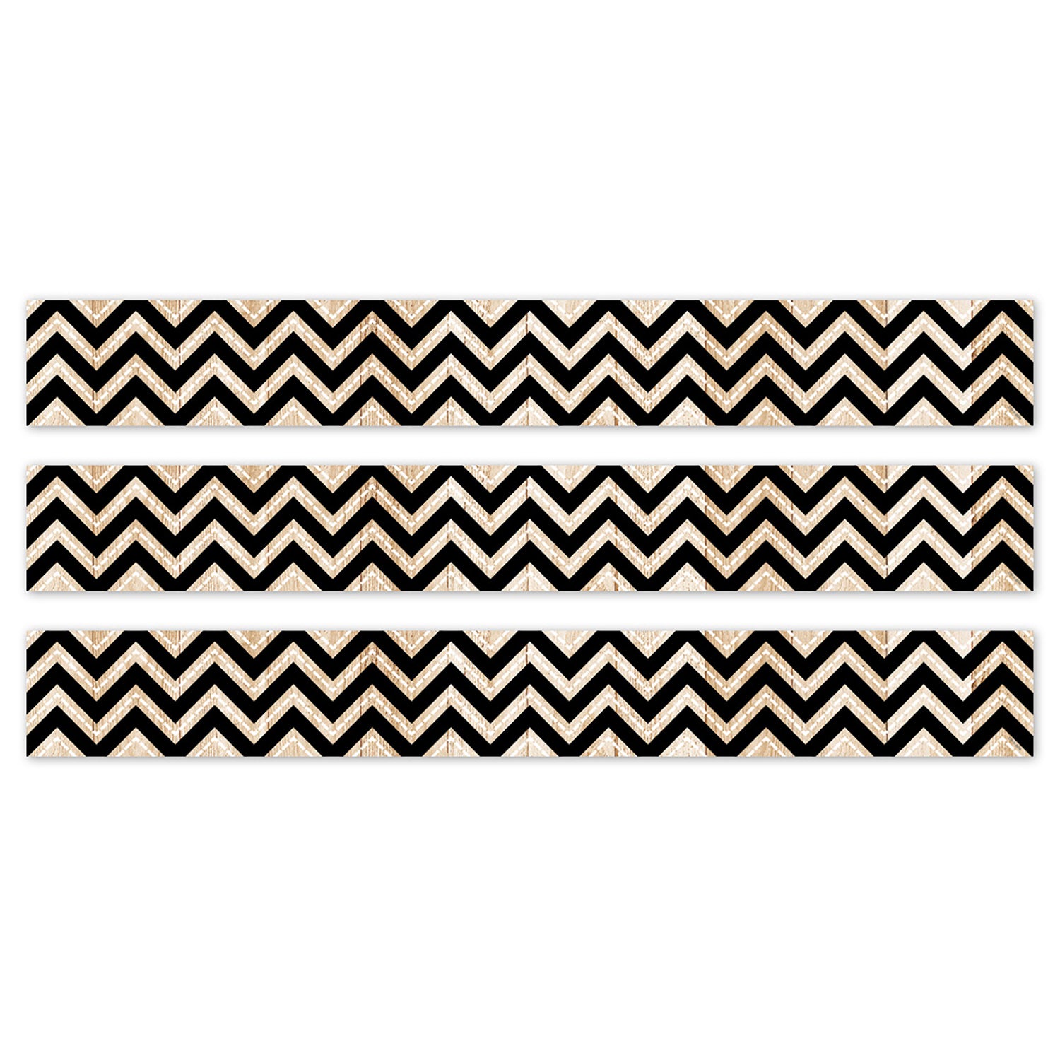 Core Decor Black and Wood Chevron EZ Border, 48 Feet Per Pack, 3 Packs