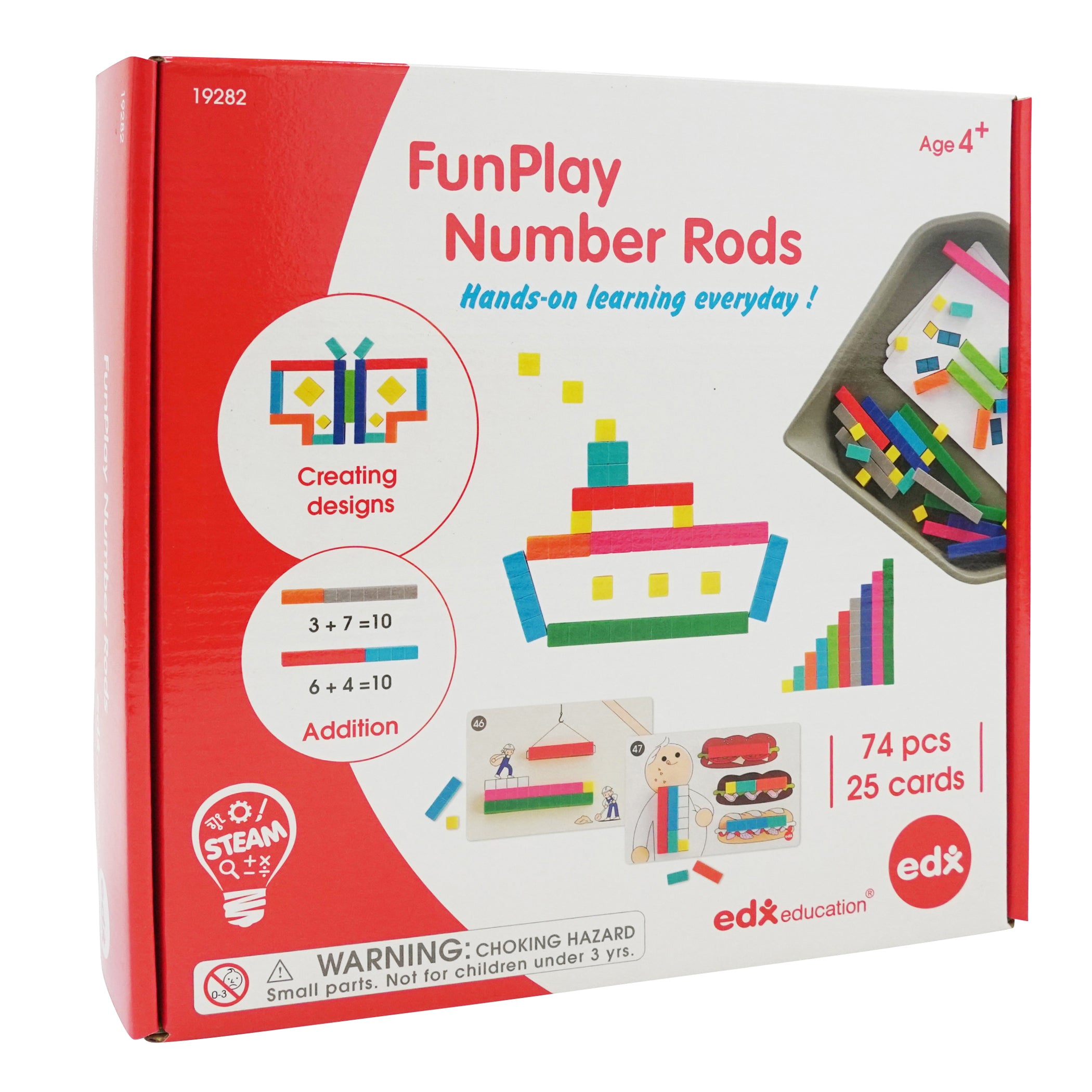 FunPlay Number Rods - Set of 74 Math Manipulatives + 50 Activities + Messy Tray - A1 School Supplies