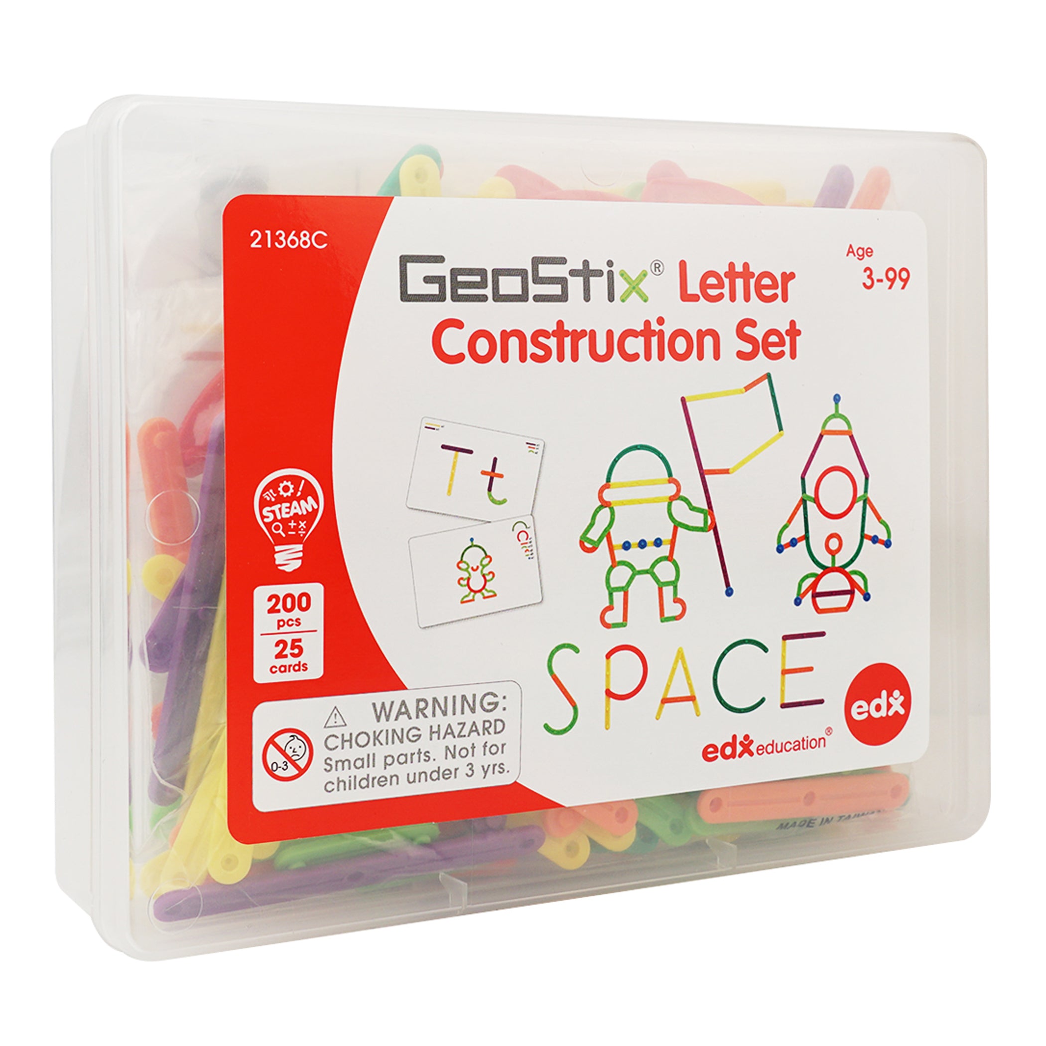 GeoStix Letter Construction Set - 200 Connecting Sticks - 50 Activities - A1 School Supplies