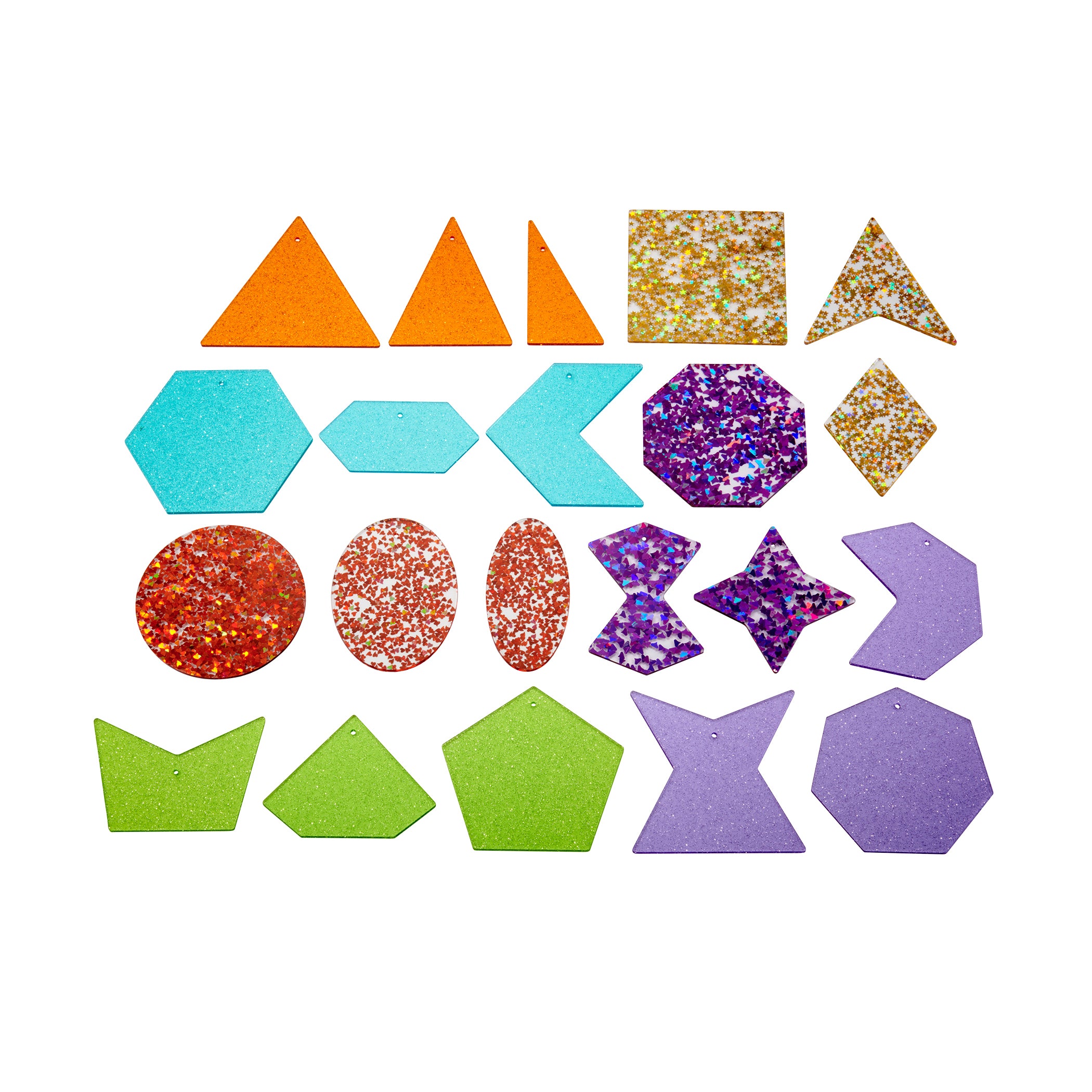 Rainbow Glitter Shapes - Set of 21 - 7 Colors - Explore Colors and Early Geometry - A1 School Supplies