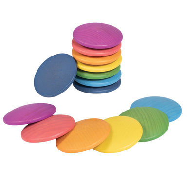 Rainbow Wooden Discs - Set of 14 - A1 School Supplies