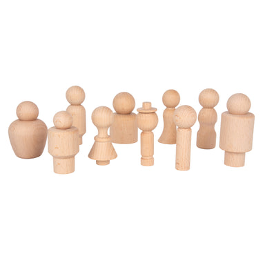 Wooden Community Figures - Set of 10 - For Ages 18m+ - Wooden Peg Dolls for Kids - 10 Different Shapes - Loose Parts Wooden Toys for Toddlers - A1 School Supplies