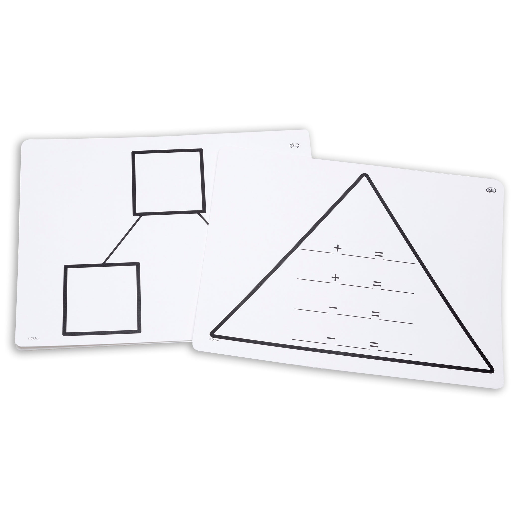 Write-On/Wipe-Off Fact Family Triangle Mats: Addition, Set of 10 - A1 School Supplies