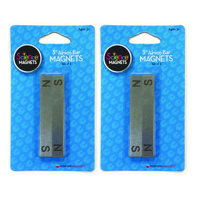 Alnico Bar Magnets, 3", N/S Stamped, 2 Per Pack, 2 Packs - A1 School Supplies