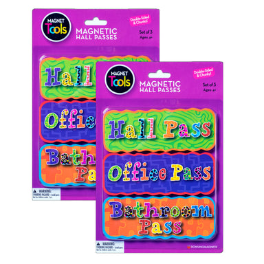 Magnetic Hall Passes, 3 Per Set, 2 Sets - A1 School Supplies