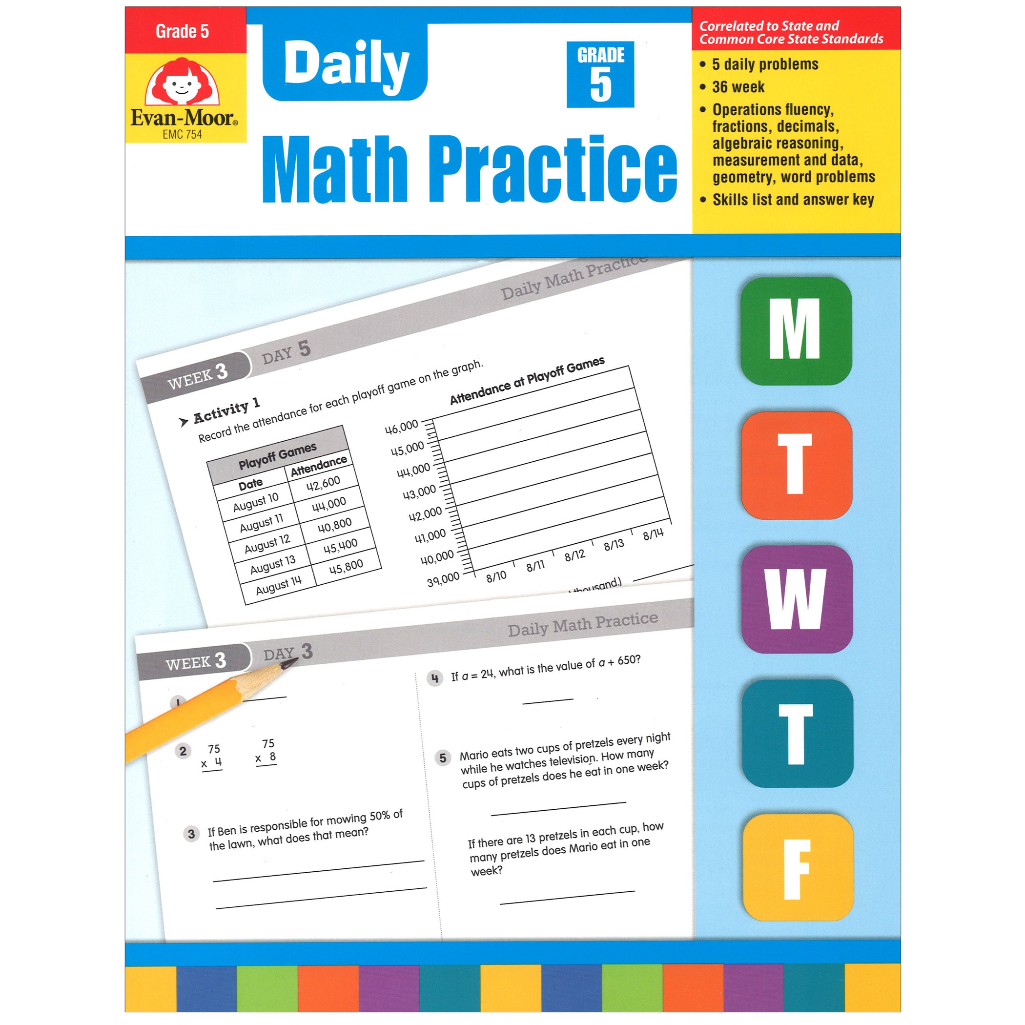 Daily Common Core Math Practice, Grade 5 - A1 School Supplies