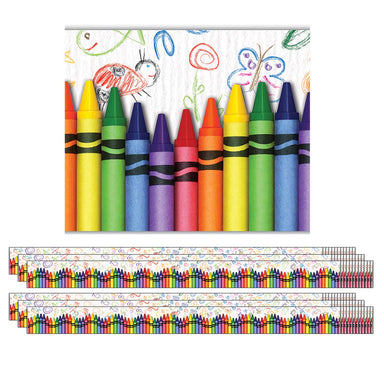 Crayons Layered Border, 35 Feet Per Pack, 6 Packs - A1 School Supplies