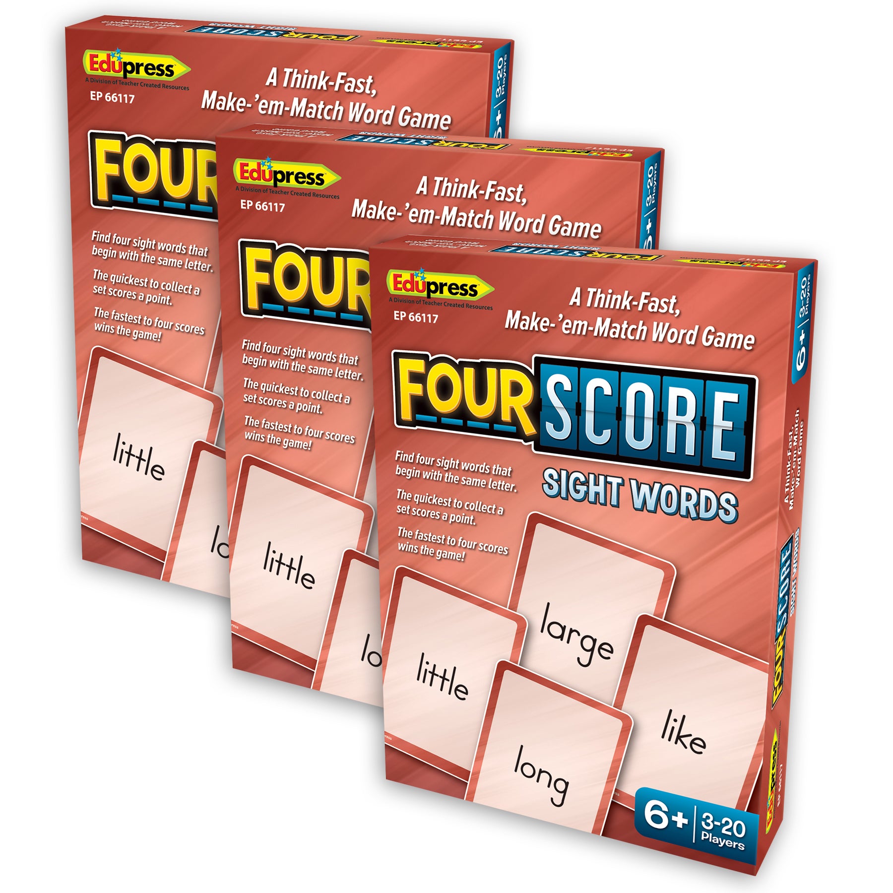 Four Score Card Game: Sight Words, Pack of 3 - A1 School Supplies