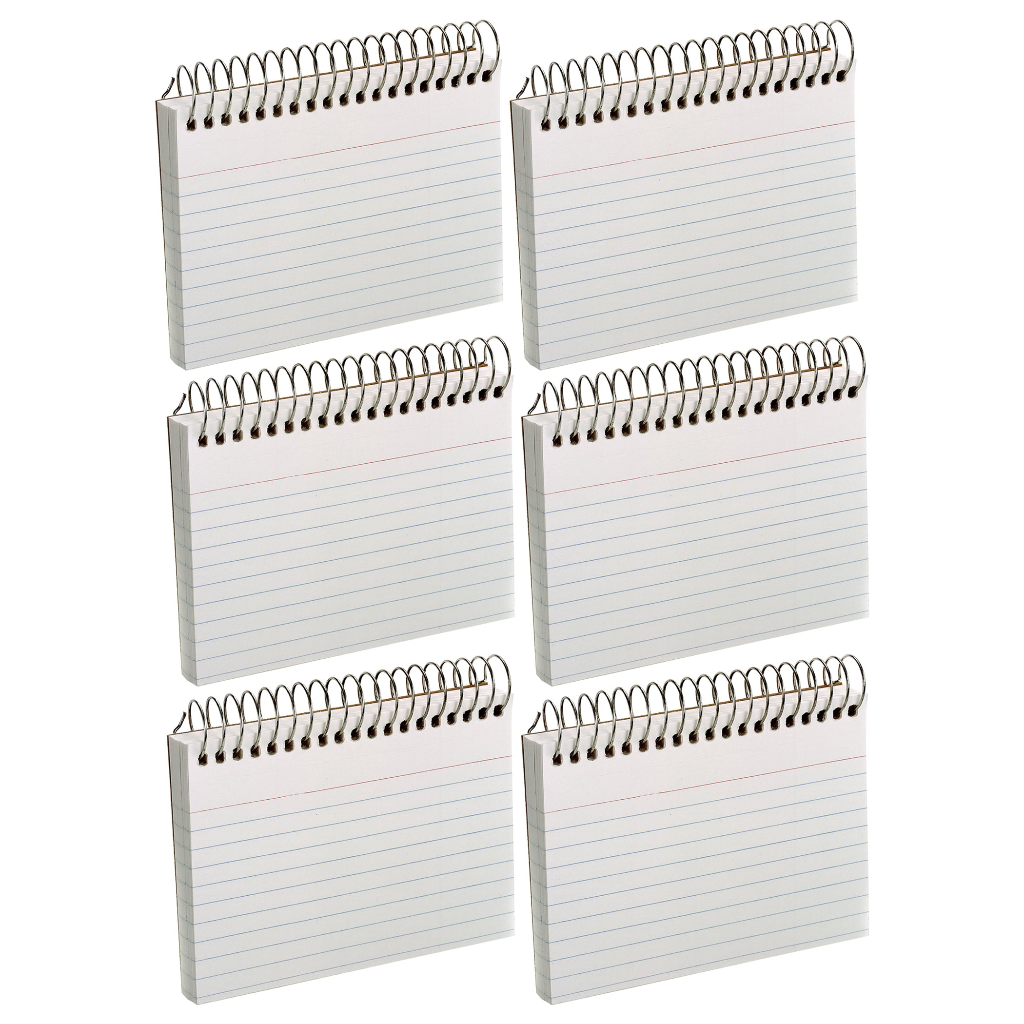 Spiral Index Cards, 3" x 5", White, Ruled, 50 Per Pack, 6 Packs - A1 School Supplies