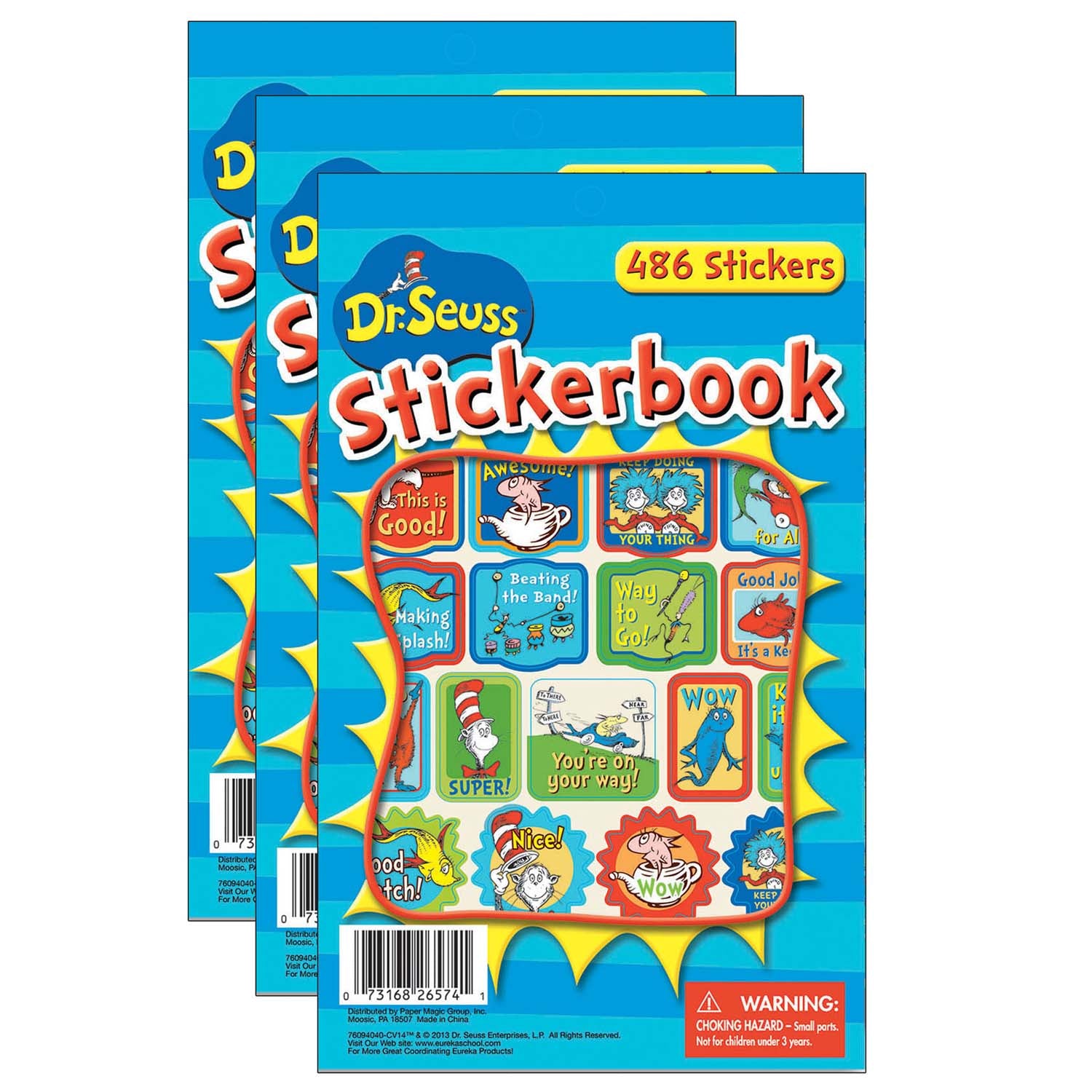 Dr. Seuss™ Awesome Sticker Book, 486 Stickers Per Pack, Pack of 3 - A1 School Supplies