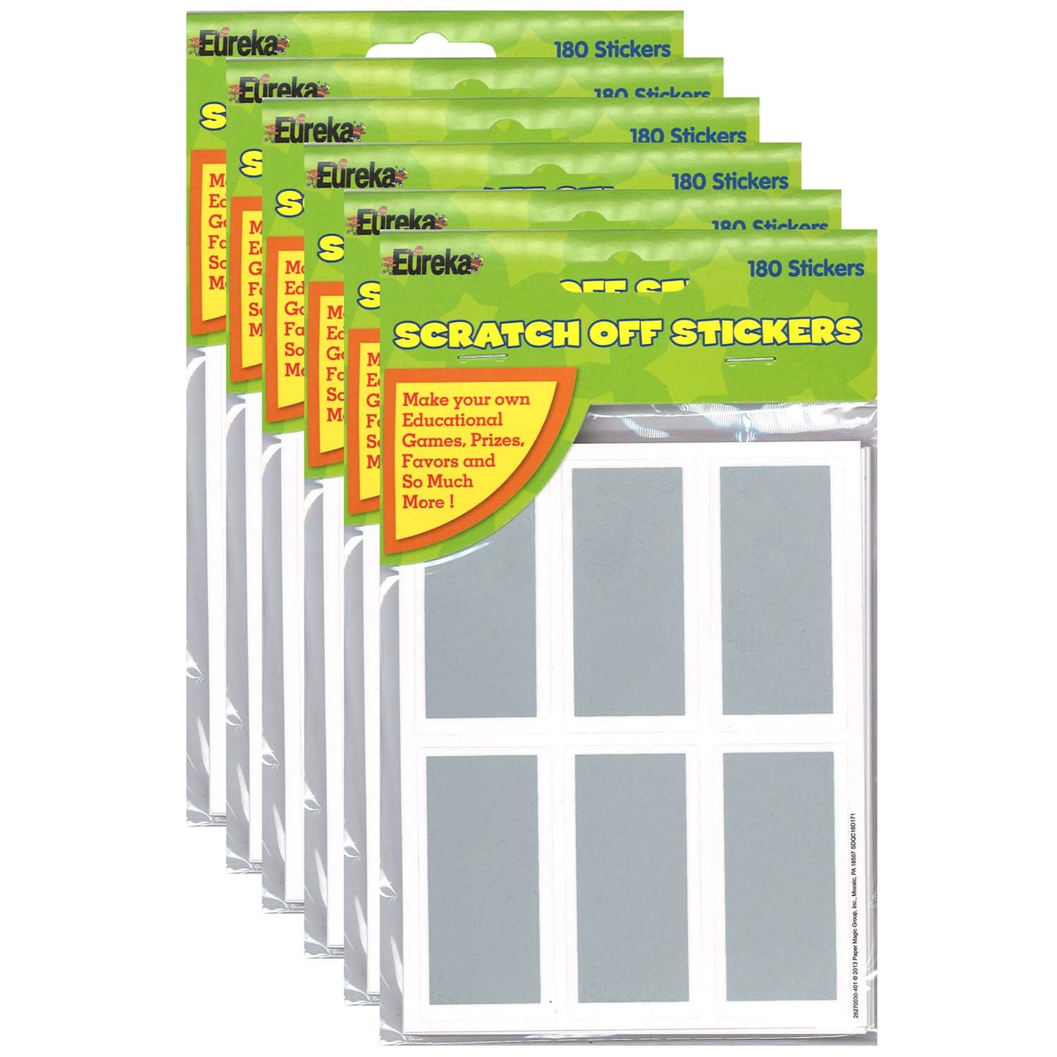 Rectangles Scratch Off Stickers, 180 Per Pack, 6 Packs - A1 School Supplies