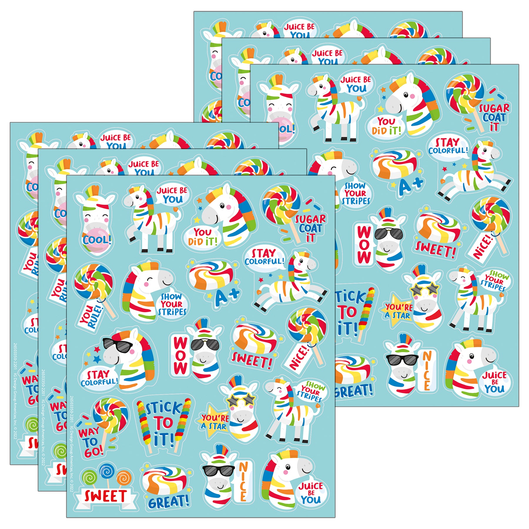 Fruit Zebras Fruit Punch Scented Stickers, 80 Per Pack, 6 Packs - A1 School Supplies