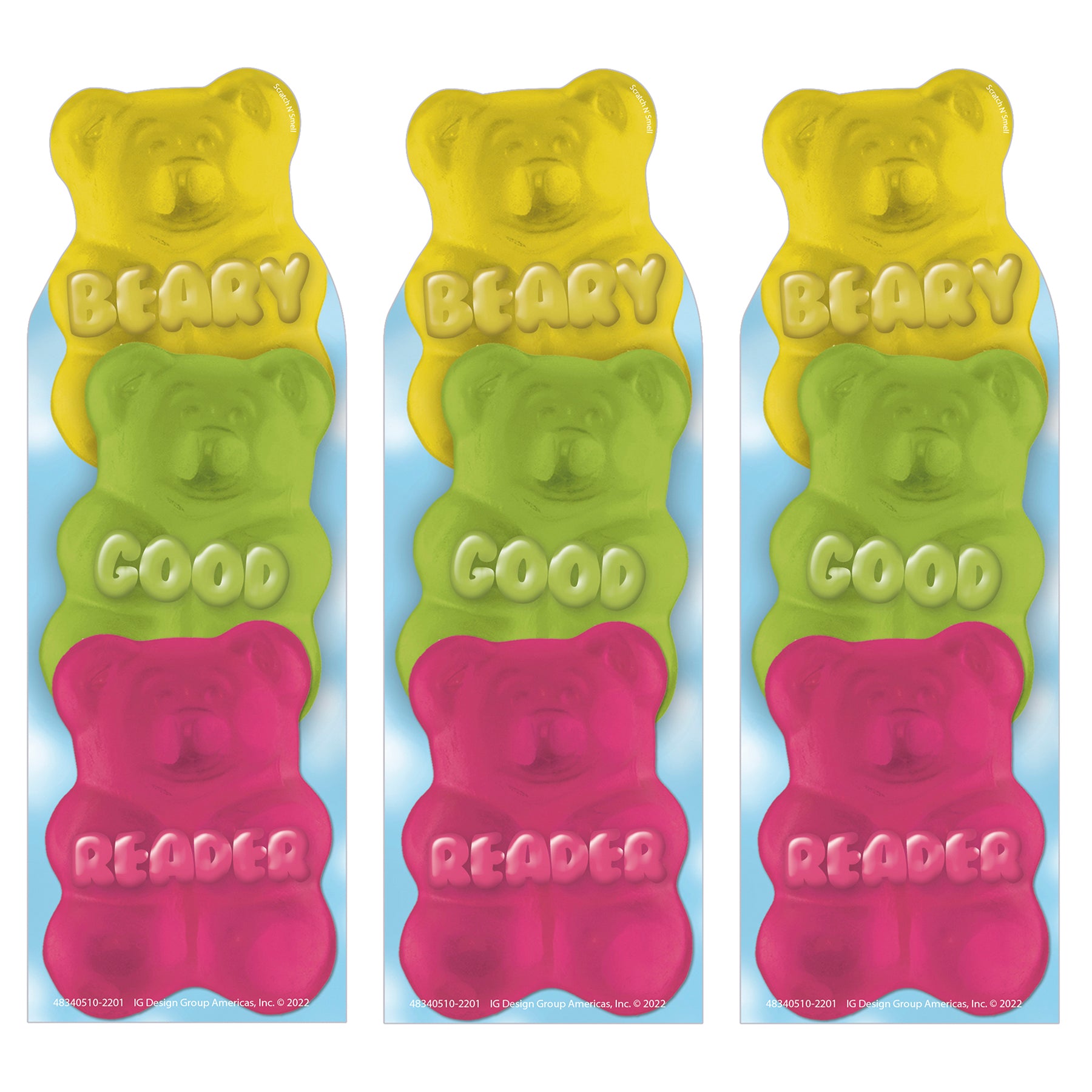 Beary Good Reader Gummy Bear Scented Bookmarks, 24 Per Pack, 3 Packs - A1 School Supplies