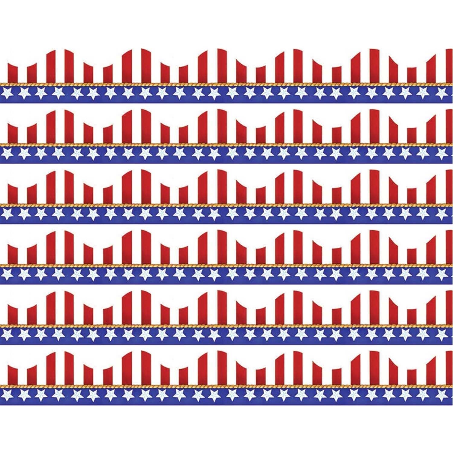 American Flags Electoral Deco Trim®, 37 Feet Per Pack, 6 Packs - A1 School Supplies