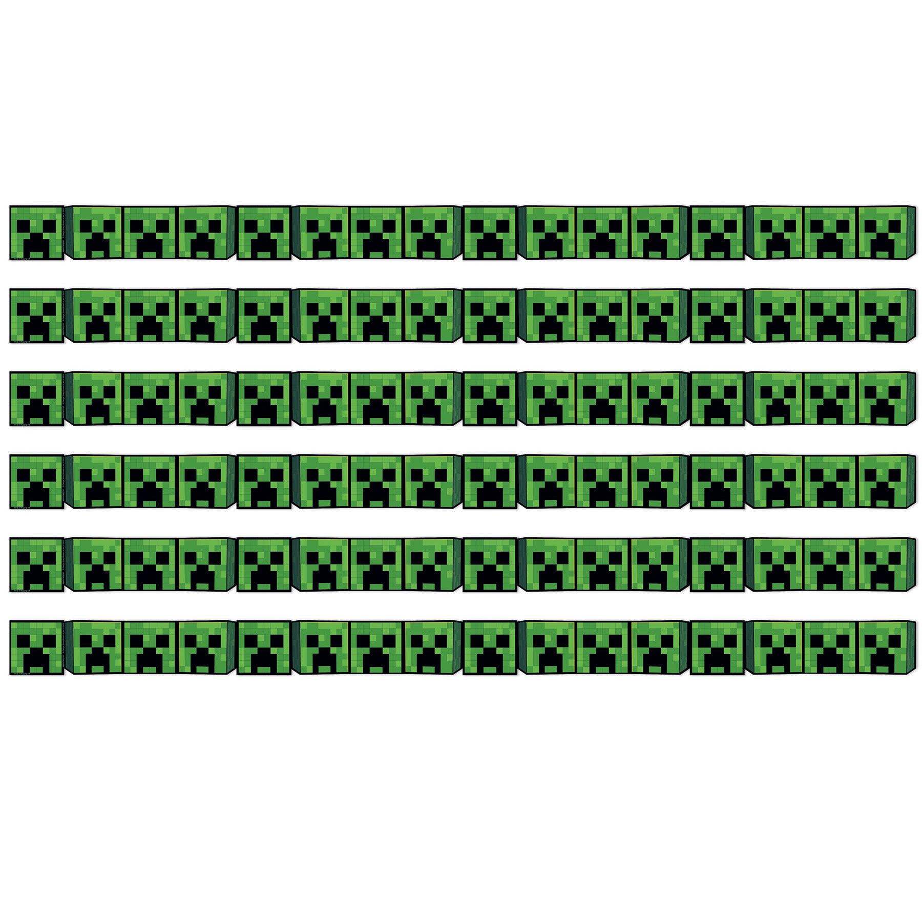 Minecraft Creeper Lineup Wide Trim, 37 Feet Per Pack, 6 Packs