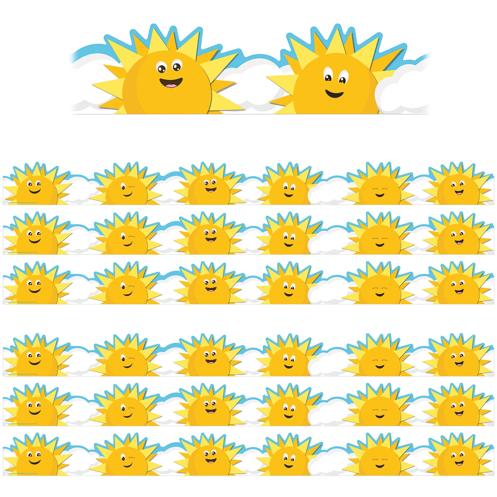 Growth Mindset Sun & Clouds Deco Trim® Extra Wide Die-Cut, 37 Feet Per Pack, 6 Packs - A1 School Supplies