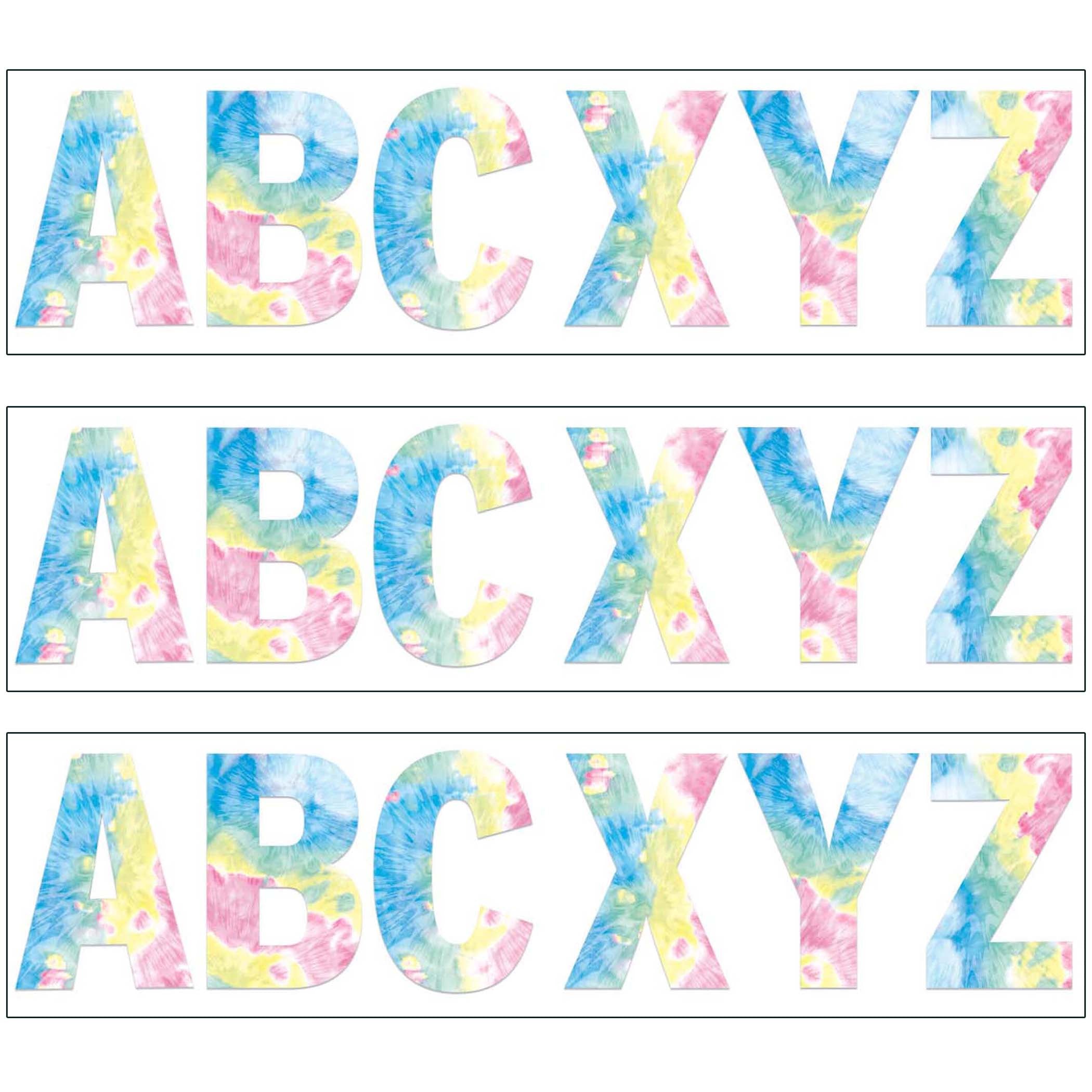 Fluorescent Tie-Dye 7" Deco Letters, 129 Per Pack, 3 Packs - A1 School Supplies