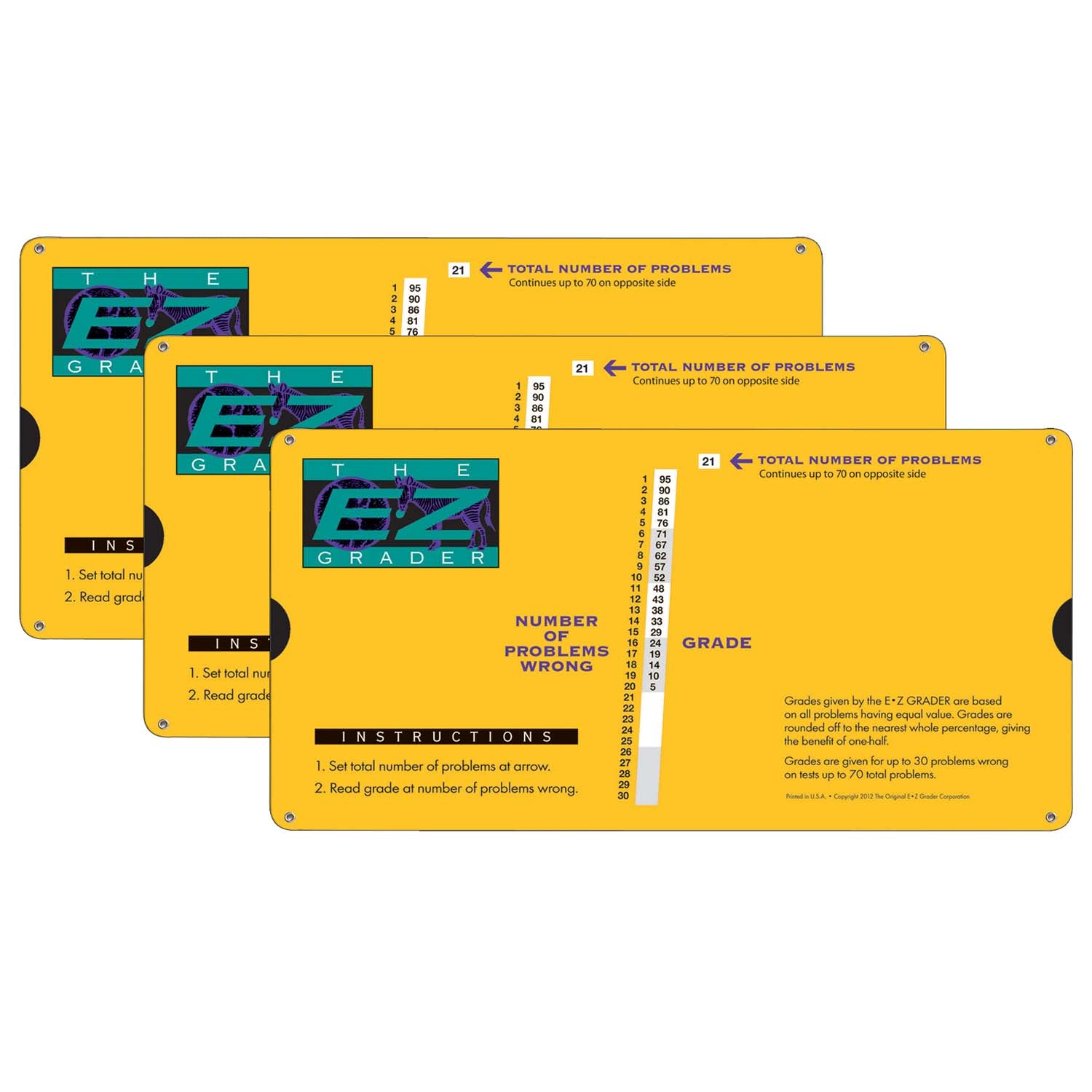 E-Z Grader, Large Print, Yellow, Pack of 3 - A1 School Supplies