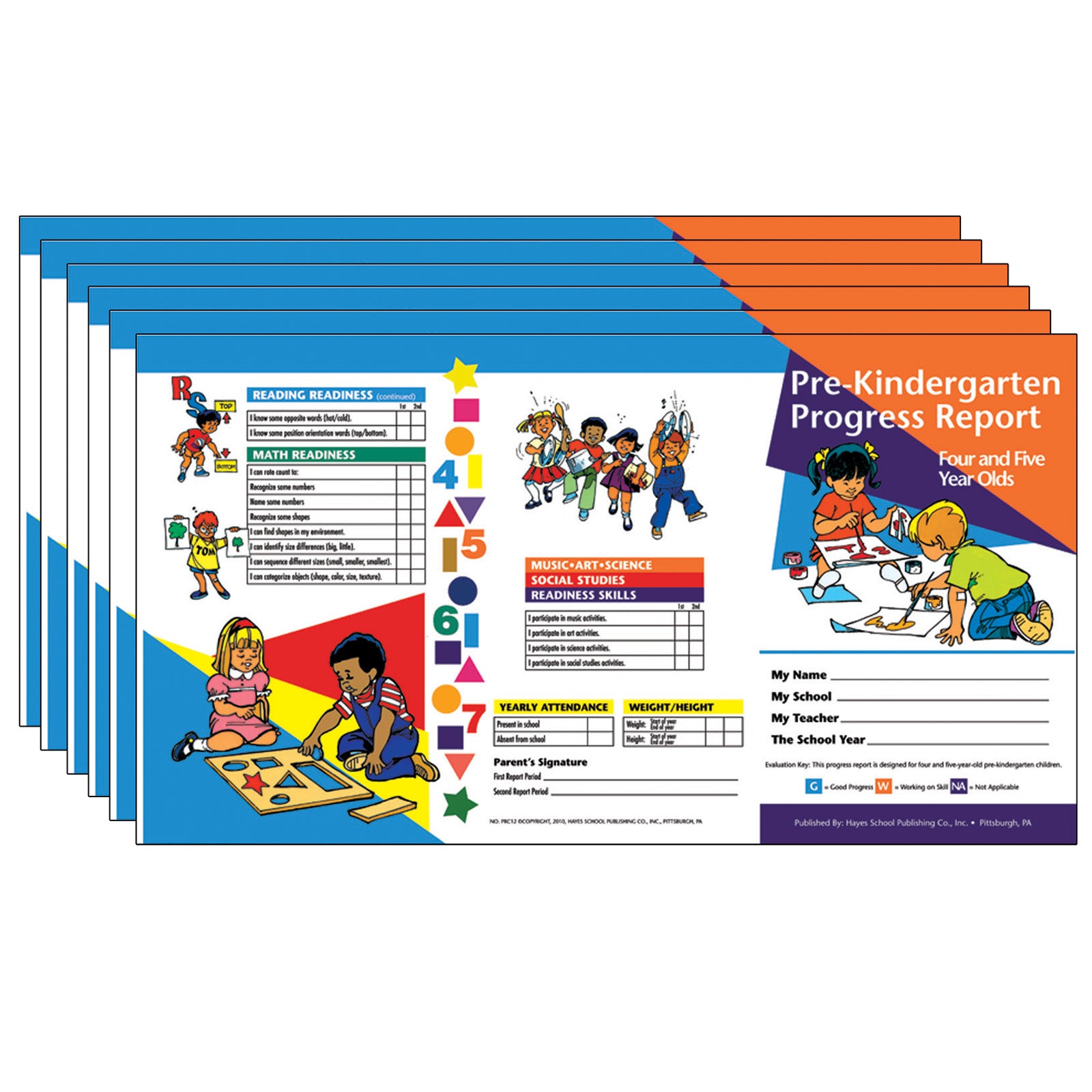 Pre-Kindergarten Progress Report (4 and 5 year olds), 10 Per Pack, 6 Packs - A1 School Supplies