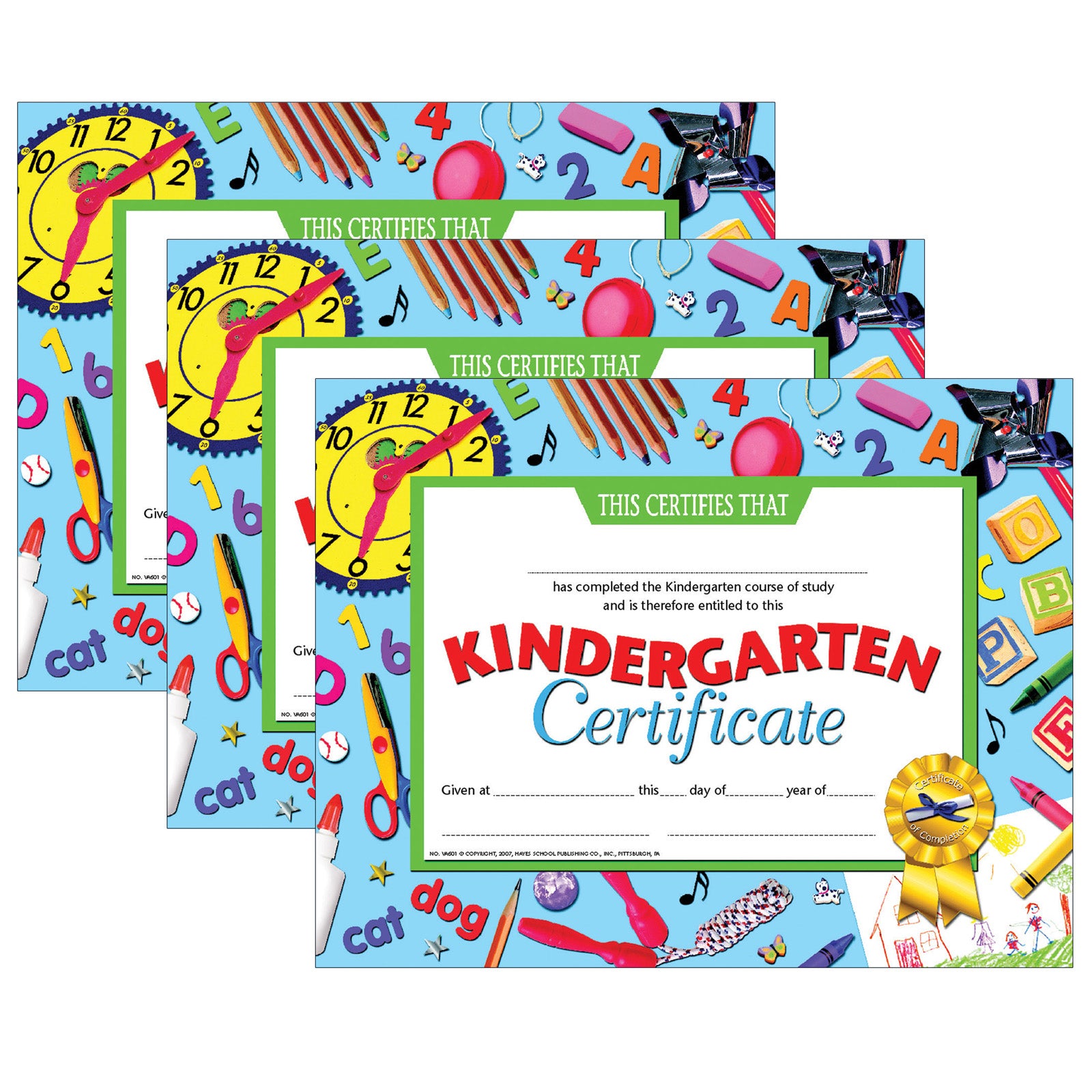 Kindergarten Certificate, 8.5" x 11", 30 Per Pack, 3 Packs - A1 School Supplies