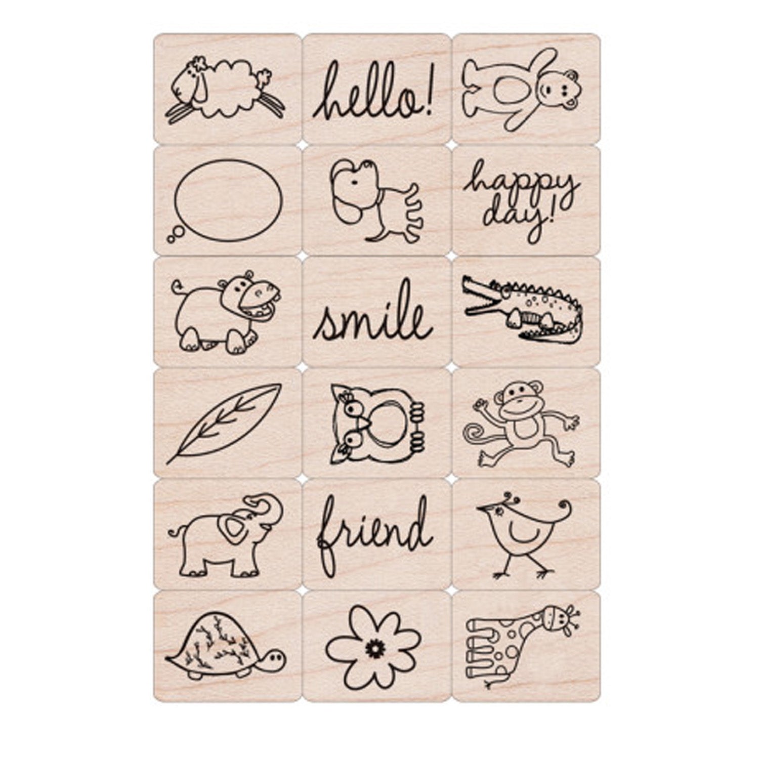 Ink 'n' Stamp Happy Animals Stamps, Set of 18 - A1 School Supplies